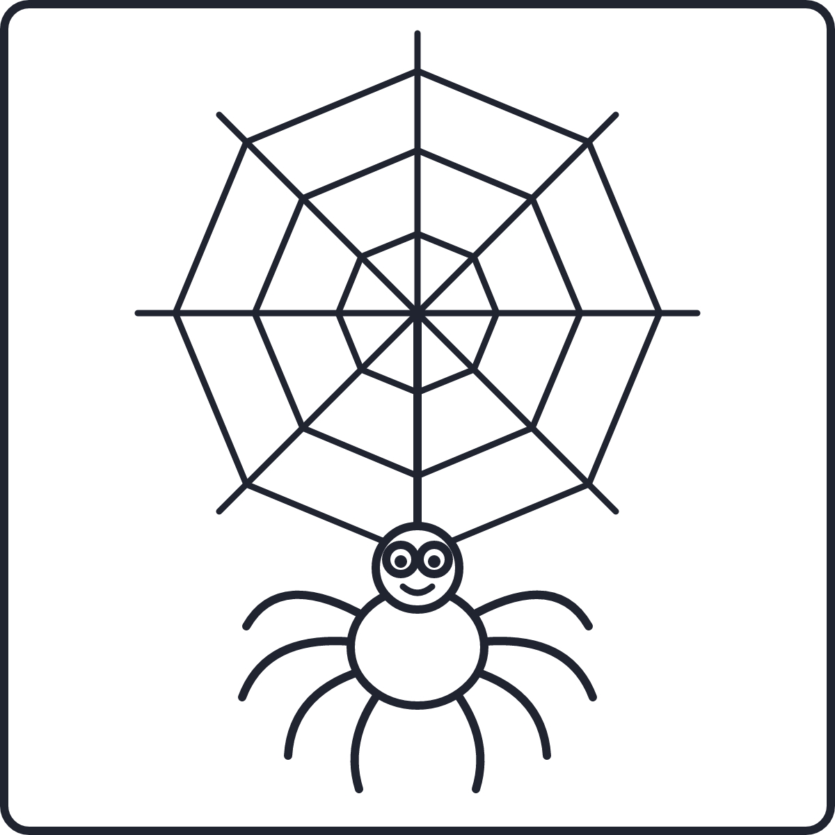 Spider and Web coloring page for kids, free printable